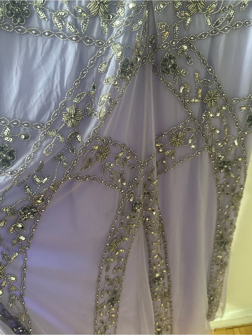 Vintage Style Lavender Beaded Evening Dress Size 16 - Picture 6 of 8
